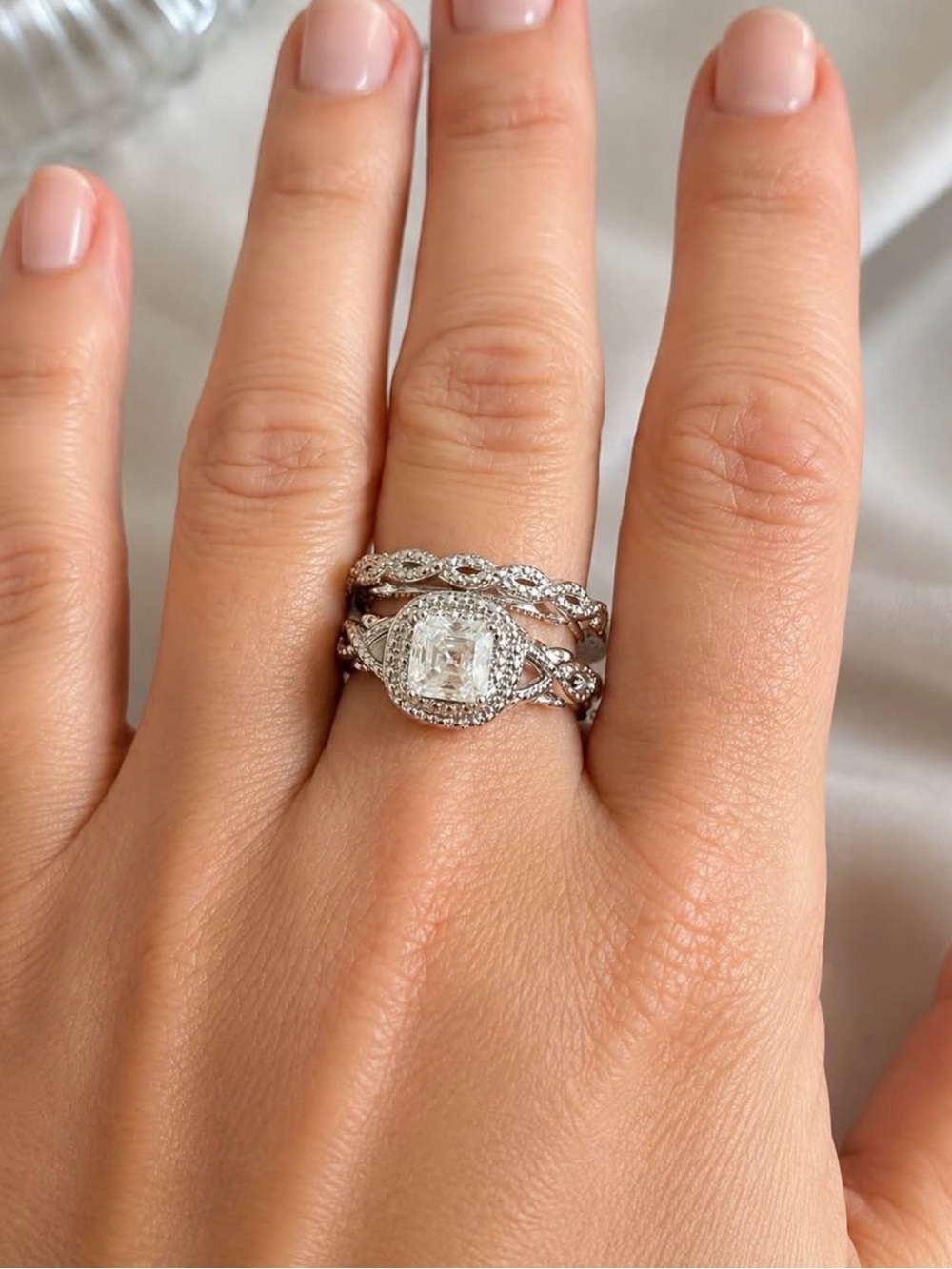 2 CT Moissanite Bridal Ring Set S925 Size 9